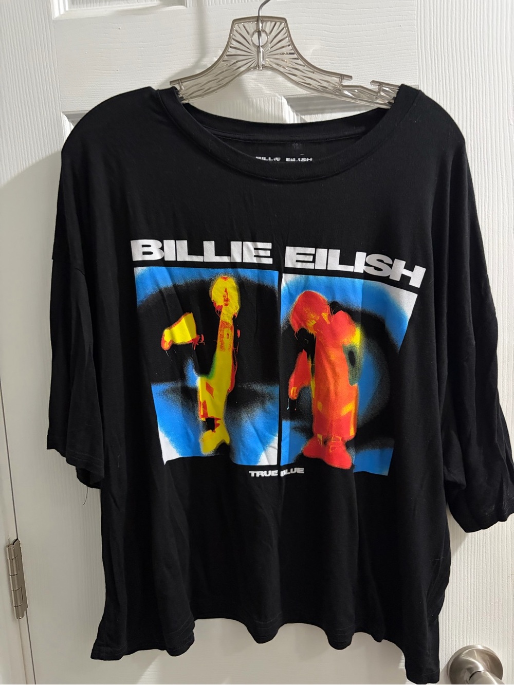 Billie Eilish Black Graphic Tee with Blue Accent